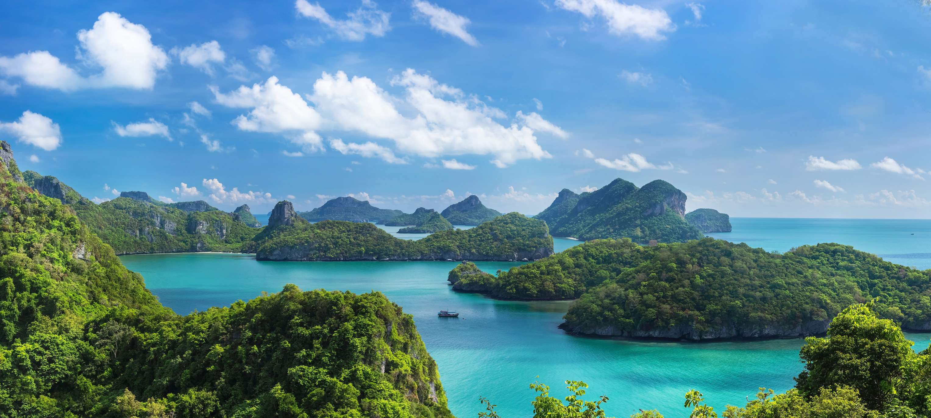 Sea Beach Island Sky With Bird Eye View Panorama At Mu Ko Ang Thong Sea Beach Island Sky With Bird Eye View Panorama At Mu Ko Ang Thong